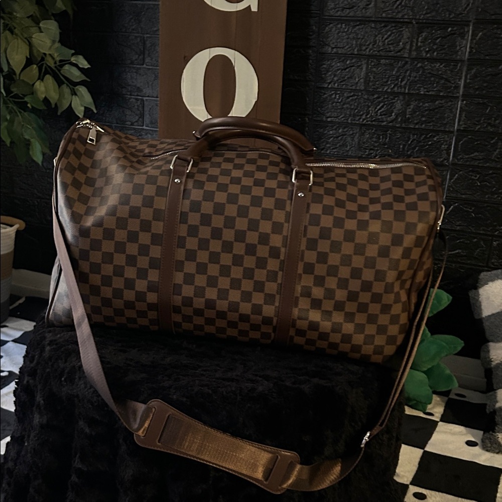Checkered duffel bag brown keepall